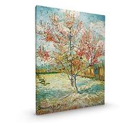Pink Peach Tree Van Gogh Canvas Premium Glossy Coated with Metal Hanger Various Sizes (Canvas - Size 30 x 22 Inch, Pink Peach Tree)