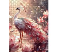 Pink Peacock Jigsaw Puzzles for Adults 1000, 1000 Piece Jigsaw Puzzles, Challenging Puzzle, Classic Educational Jigsaws Games, Fun Family Activities, for Home Wall Decoration Gift DX0YL0-246