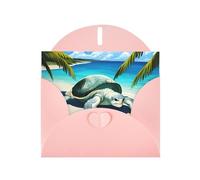 Pink Pearlescent Paper Holiday Cards 4"x6" MSRHIUEF Beach Turtle Printing Greeting Cards for Christmas, Birthday, Wedding Anniversary & Party Invitations