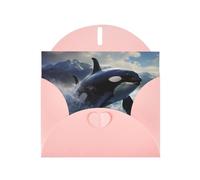 Pink Pearlescent Paper Holiday Cards 4"x6" MSRHIUEF Orca Killer Whale Printing Greeting Cards for Christmas, Birthday, Wedding Anniversary & Party Invitations