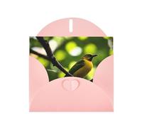 Pink Pearlescent Paper Holiday Cards 4"x6" MSRHIUEF Yellow Kingfisher Printing Greeting Cards for Christmas, Birthday, Wedding Anniversary & Party Invitations