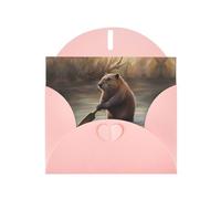 Pink Pearlescent Paper Holiday Cards 4"x6" YYHHAOFA beaver working Pattern Greeting Cards for Christmas, Birthday, Wedding Anniversary & Party Invitations