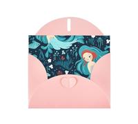 Pink Pearlescent Paper Holiday Cards 4"x6" YYHHAOFA blue mermaid Pattern Greeting Cards for Christmas, Birthday, Wedding Anniversary & Party Invitations