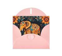 Pink Pearlescent Paper Holiday Cards 4"x6" YYHHAOFA Bohemian Elephant Pattern Pattern Greeting Cards for Christmas, Birthday, Wedding Anniversary & Party Invitations
