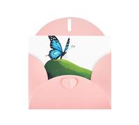 Pink Pearlescent Paper Holiday Cards 4"x6" YYHHAOFA Butterfly on the hill Pattern Greeting Cards for Christmas, Birthday, Wedding Anniversary & Party Invitations