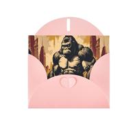 Pink Pearlescent Paper Holiday Cards 4"x6" YYHHAOFA Cartoon King Kong Pattern Greeting Cards for Christmas, Birthday, Wedding Anniversary & Party Invitations