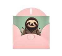 Pink Pearlescent Paper Holiday Cards 4"x6" YYHHAOFA Cartoon Sloth Pattern Greeting Cards for Christmas, Birthday, Wedding Anniversary & Party Invitations