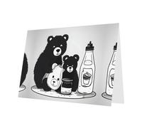 Pink Pearlescent Paper Holiday Cards 4"x6" YYHHAOFA Cute milk bottle bear Pattern Greeting Cards for Christmas, Birthday, Wedding Anniversary & Party Invitations