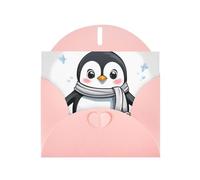 Pink Pearlescent Paper Holiday Cards 4"x6" YYHHAOFA Cute Penguin Pattern Greeting Cards for Christmas, Birthday, Wedding Anniversary & Party Invitations