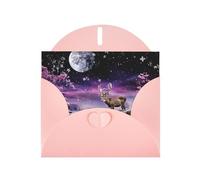 Pink Pearlescent Paper Holiday Cards 4"x6" YYHHAOFA Deer in moonlight Pattern Greeting Cards for Christmas, Birthday, Wedding Anniversary & Party Invitations