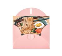 Pink Pearlescent Paper Holiday Cards 4"x6" YYHHAOFA Delicious Sweet Ramen Pattern Greeting Cards for Christmas, Birthday, Wedding Anniversary & Party Invitations