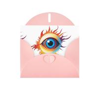 Pink Pearlescent Paper Holiday Cards 4"x6" YYHHAOFA Flaming Eyeball Pattern Greeting Cards for Christmas, Birthday, Wedding Anniversary & Party Invitations