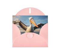 Pink Pearlescent Paper Holiday Cards 4"x6" YYHHAOFA funny pelican Pattern Greeting Cards for Christmas, Birthday, Wedding Anniversary & Party Invitations