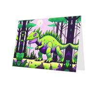 Pink Pearlescent Paper Holiday Cards 4"x6" YYHHAOFA Green dinosaur Pattern Greeting Cards for Christmas, Birthday, Wedding Anniversary & Party Invitations