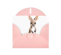 Pink Pearlescent Paper Holiday Cards 4"x6" YYHHAOFA Happy baby kangaroo Pattern Greeting Cards for Christmas, Birthday, Wedding Anniversary & Party Invitations