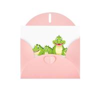 Pink Pearlescent Paper Holiday Cards 4"x6" YYHHAOFA Happy crocodile family Pattern Greeting Cards for Christmas, Birthday, Wedding Anniversary & Party Invitations