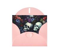 Pink Pearlescent Paper Holiday Cards 4"x6" YYHHAOFA horrible dark skulls flowers pattern Pattern Greeting Cards for Christmas, Birthday, Wedding Anniversary & Party Invitations