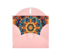 Pink Pearlescent Paper Holiday Cards 4"x6" YYHHAOFA Kaleidoscope Mandala Pattern Greeting Cards for Christmas, Birthday, Wedding Anniversary & Party Invitations