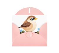 Pink Pearlescent Paper Holiday Cards 4"x6" YYHHAOFA Little sparrow in the flowerbed Pattern Greeting Cards for Christmas, Birthday, Wedding Anniversary & Party Invitations