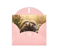 Pink Pearlescent Paper Holiday Cards 4"x6" YYHHAOFA Nature Lovely Hedgehog Lovers Pattern Greeting Cards for Christmas, Birthday, Wedding Anniversary & Party Invitations