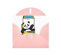 Pink Pearlescent Paper Holiday Cards 4"x6" YYHHAOFA Panda taking a ride Pattern Greeting Cards for Christmas, Birthday, Wedding Anniversary & Party Invitations