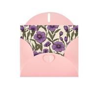 Pink Pearlescent Paper Holiday Cards 4"x6" YYHHAOFA Purple flowers on rhizome Pattern Greeting Cards for Christmas, Birthday, Wedding Anniversary & Party Invitations