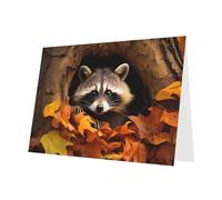Pink Pearlescent Paper Holiday Cards 4"x6" YYHHAOFA Raccoon in The Fall Tree Hole Pattern Greeting Cards for Christmas, Birthday, Wedding Anniversary & Party Invitations
