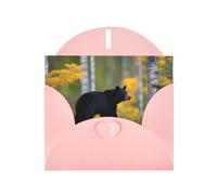 Pink Pearlescent Paper Holiday Cards 4"x6" YYHHAOFA rge and small black bears Pattern Greeting Cards for Christmas, Birthday, Wedding Anniversary & Party Invitations