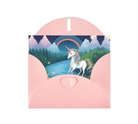 Pink Pearlescent Paper Holiday Cards 4"x6" YYHHAOFA running unicorns Pattern Greeting Cards for Christmas, Birthday, Wedding Anniversary & Party Invitations