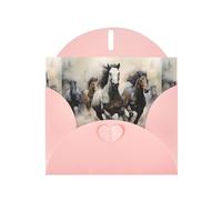 Pink Pearlescent Paper Holiday Cards 4"x6" YYHHAOFA The galloping wild horse Pattern Greeting Cards for Christmas, Birthday, Wedding Anniversary & Party Invitations