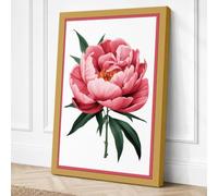 Pink Peony Bloom Botanical Canvas Wall Art Print 24x16 Inch | Ready to Hang, Gallery Wrapped, Fade-Resistant Inks, Securely Packaged, UK Made