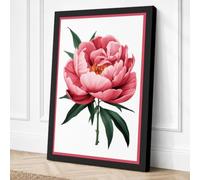Pink Peony Bloom Botanical Canvas Wall Art Print 30x20 Inch (76 x 51 cm)