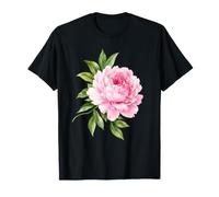 Pink Peony Bloom Botanical Flower Watercolor Nature Design T-Shirt