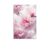 Pink Peony Canvas Poster Wall Art, Elegant Blossom Floral Painting Print, Romantic Peony Flower Art, Wall Decor for Girls Bedroom Living Room Dorm Vanity Office 24x36inch(60x90cm)