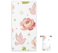 Pink Peony Dove Hand Towel Super Soft Tea Towel 76 X 38 cm Hotel Towels Decorative Quick Dry Absorbent Hand Towels for Bathroom for Kitchen Bathroom Housewarming Gift