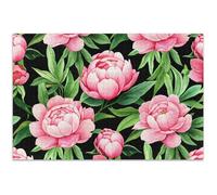 Pink Peony Floral Rose Green Leaves Jigsaw 500 Piece Puzzles Adults Animal Painting Decor Fun Art Puzzle Gifts for White Elephant Game, 20.5x14.9 Inch