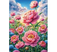 Pink Peony Flowers in A Blooming Garden 1000-piece Jigsaw Puzzle Set Wildlife Pet For Adults Teens 14+ Logic Skill Indoor Game Family Game Night Summer Paperboard 1000 PCS