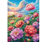 Pink Peony Flowers in Bloom 500-piece Jigsaw Puzzle Set Fairy Tale Scenery Cartoon For Adults Teens 14+ Logic Skill Indoor Game Family Game Night Summer Thick Cardboard 500 PCS