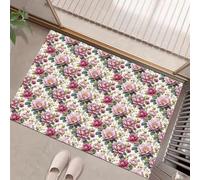 Pink Peony Flowers Washable Entryway Rug - Blush Powder Soft Romantic And Elegant Flowers Bathroom Rug Non-Slip Front Door Mat Indoor Entrance Thin 40 X 60 Cm Accent Throw Rugs For Kitchen Bedside