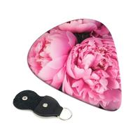 Pink Peony Guitar Picks 6-Pack - Pick Set (0.46mm / 0.71mm / 0.96mm) Suitable For Guitar And Ukulele Playing
