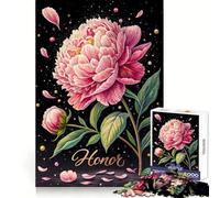 Pink Peony Honor in Full Bloom 1000 Pieces Jigsaw Puzzles for Adults Memory Boost Home Pastime Image Assembly Wall Art Decor (50x75cm)