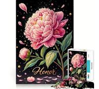 Pink Peony Honor in Full Bloom 1000 Pieces Jigsaw Puzzles for Adults Memory Boost Home Pastime Image Assembly Wall Art Decor (50x75cm)