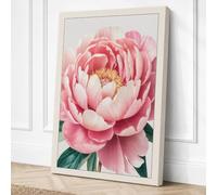 Pink Peony in Bloom Botanical Canvas Wall Art Print 24x16 Inch | Ready to Hang, Gallery Wrapped, Fade-Resistant Inks, Securely Packaged, UK Made