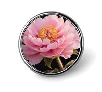 Pink Peony Lapel Pin Brooches Round Fashion Brooch Pin Cute Button Badges Alloy Button Pins for Hat Shirt Clothing Bags
