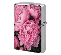 Pink Peony Metal Lighter Case, Funny Lighter Cover Double-Side Print Vintage Cool Lighters Sleeve Lighters Accessories for Zippo Men Dad Husband Collect