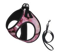 Pink Peony,Pet Harness,Adjustable Reflective Dog Harness,Pet Leash Vest,L