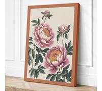 Pink Peony Study Botanical Canvas Wall Art Print 24x16 Inch | Ready to Hang, Gallery Wrapped, Fade-Resistant Inks, Securely Packaged, UK Made