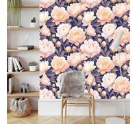 Pink Peony Wallpaper Self-Adhesive 0.52×5 m 3D Flowers Bird Matte Contact Paper Removable Thicken Waterproof Peel and Stick Wall Paper for Home Wall Decoration Furniture Renovation