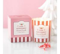 Pink Peppermint Scented Glass Candle In Striped Gift Box