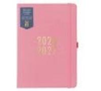 Busy B A5 Weekly Diary - Mid-Year Academic Planner - Aug '26 - Aug '27 - Pink Vegan Leather Cover - Week to View Academic Planner with Stickers, Pen Loop & List Pad